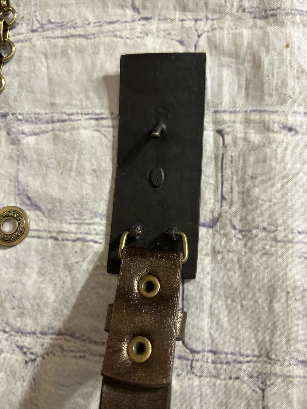CHICO’S (2) UNIQUE STYLES GOLD CHAIN EMBELLISHED AND BROWN LEATHER BELTS - Picture 15 of 16